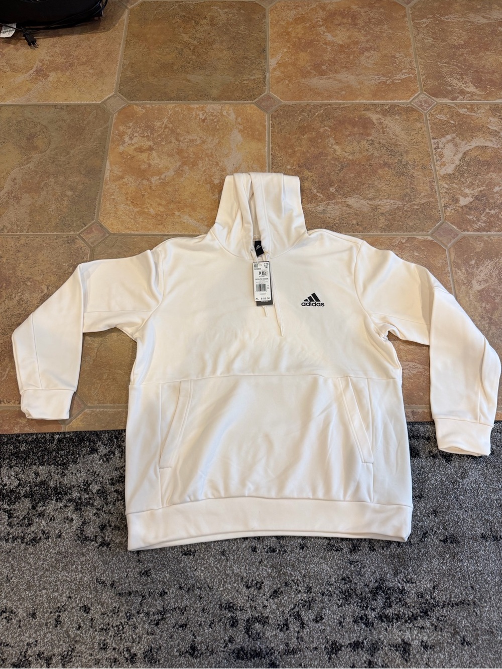adidas White Men's Hoodie with Small Logo